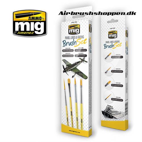 A.MIG 7605 PANEL LINES AND FADING BRUSH SET